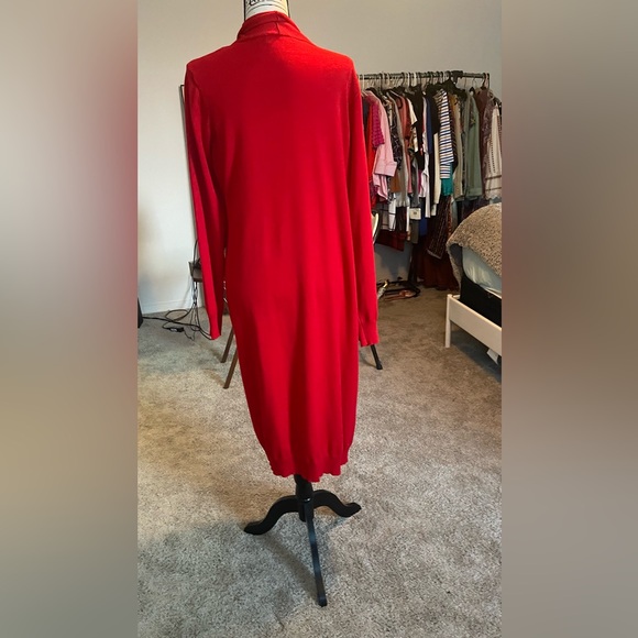 🔥🔥NEW- Long Sleeve Cardigan, Duster in Red - with long length and pockets - Picture 11 of 13